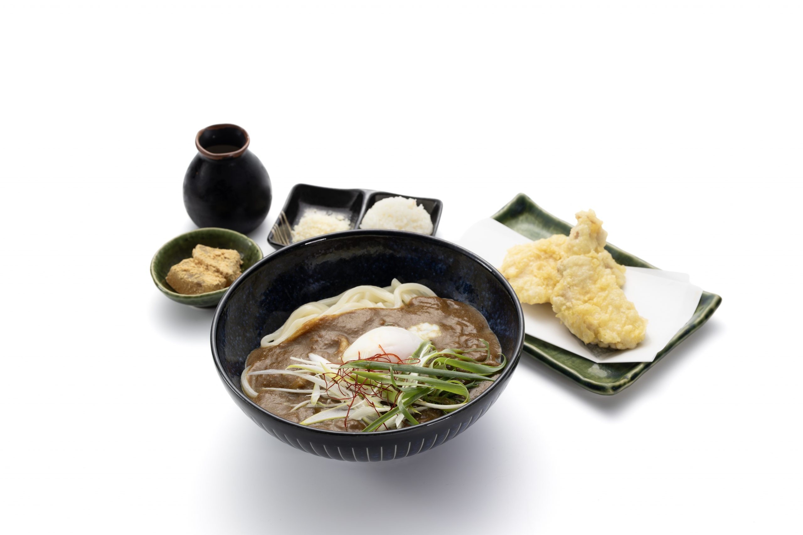 但馬とりの天ぷらと温玉カレーうどん