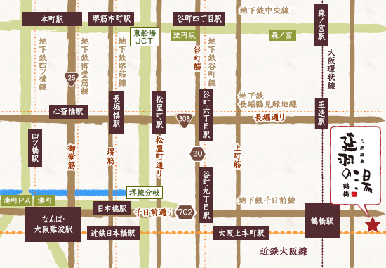 延羽の湯鶴橋店　地図